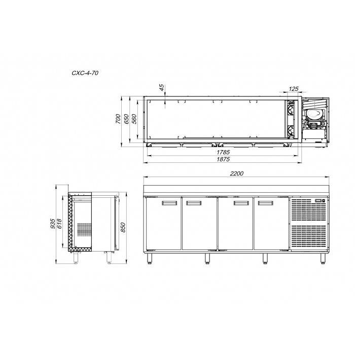 Стол холодильный СХС-4-70